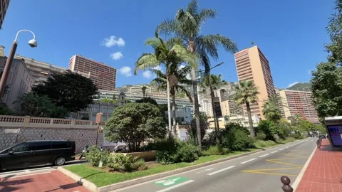 Avenue Princesse Grace Monte Carlo Monaco - Static Daytime View Stock Footage 346429677