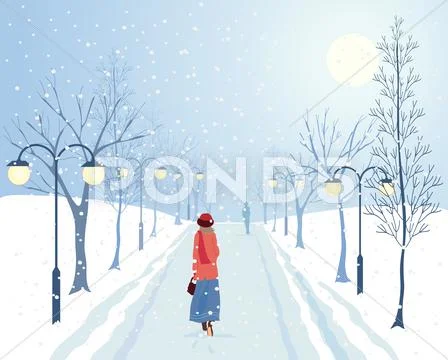 Avenue of trees Stock Illustration