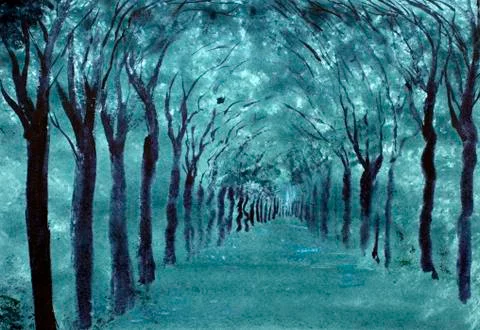 Avenue of trees in the park Stock Illustration
