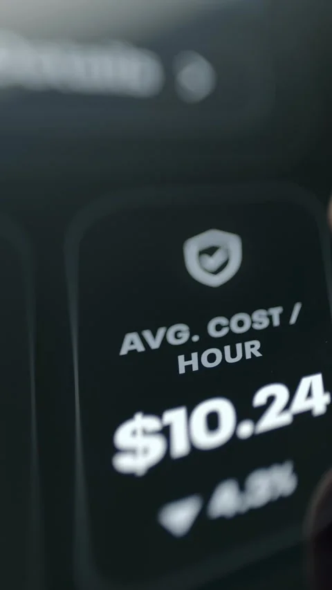 Average Cost Per Hour Metric With Security Shield Icon 4K Stock Footage 341347271