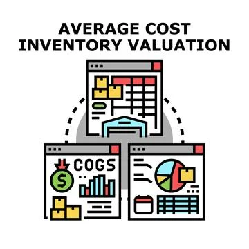 Average cost inventory valuation business accounting concept Stock Illustration