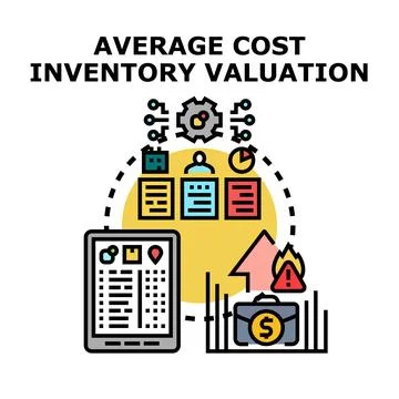 Average cost inventory valuation determining business finances Stock Illustration