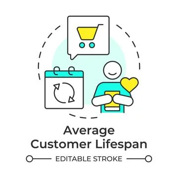 Average customer lifespan multi color concept icon 스톡 일러스트