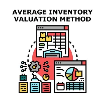 Average inventory valuation method calculating business assets Stock Illustration