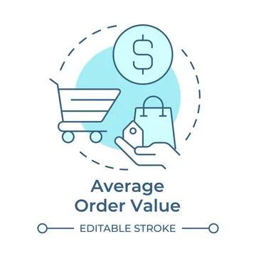 Average order value soft blue concept icon Stock Illustration