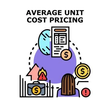 Average unit cost pricing calculating business expense Stock Illustration