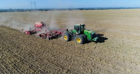 Average view of a tractor camera running in the field Stock Footage 124902359