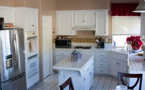 Average white kitchen Stock Photos
