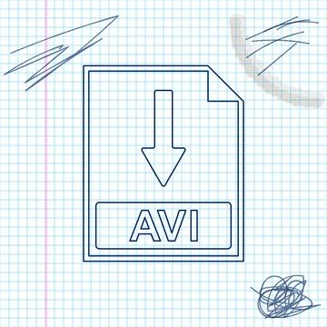 AVI file document icon. Download AVI button line sketch icon isolated on white Stock Illustration
