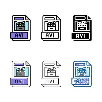 Avi file edition format document color icon vector 스톡 일러스트