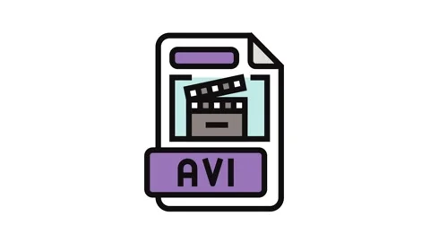 Avi file format document color icon animation Stock Footage 326100762