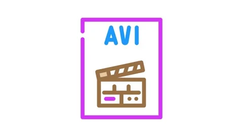 Avi file format document color icon animation Stock Footage 327271830