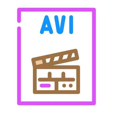 Avi file format document color icon vector illustration Illustrazione stock