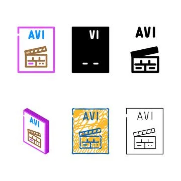 Avi file format document color icon minimal vector 스톡 일러스트