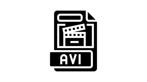 Avi file format document glyph icon animation Stock Footage 326158683