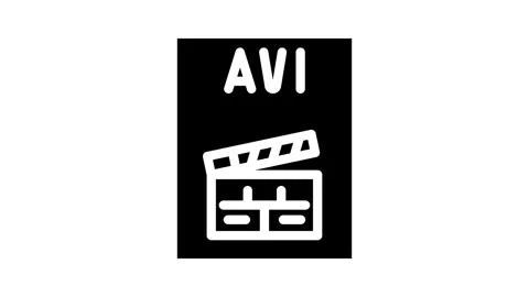 Avi file format document glyph icon animation Stock Footage 326746674