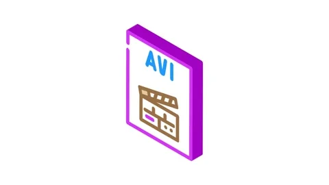 Avi file format document isometric icon animation Stock Footage 327294751