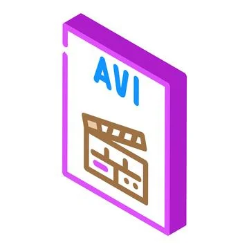 Avi file format document isometric icon vector illustration 스톡 일러스트