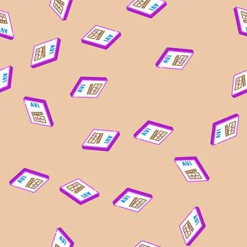 Avi file format document isometric icon seamless pattern Stock Illustration