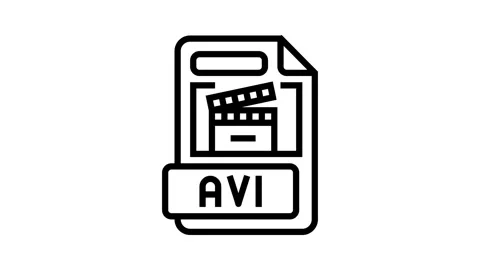 Avi file format document line icon animation Stock Footage 326137048