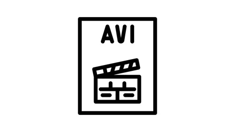 Avi file format document line icon animation 動画素材 326766318