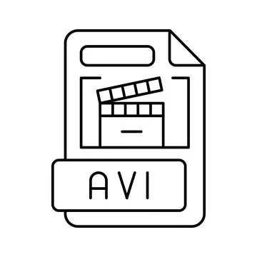 Avi file format document line icon vector illustration Illustrazione stock