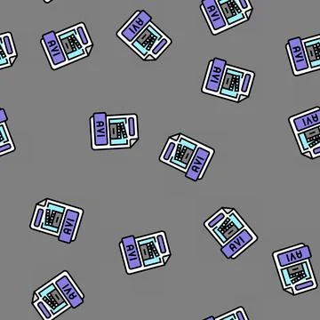 Avi file format document vector seamless pattern Illustrazione stock
