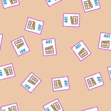 Avi file format document vector seamless pattern Stock Illustration