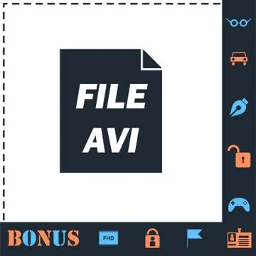 AVI icon flat Stock Illustration