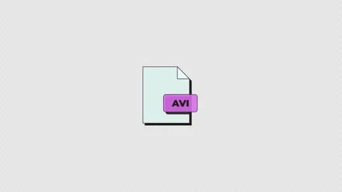 AVI media format for video file neubrutalism UI element animation Stock Footage 337034160