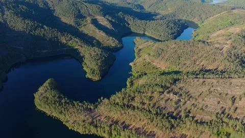 Avia River Valley And Surrounding Galician Villages Stock Footage 338277702