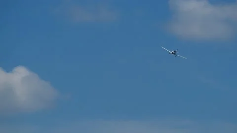 Aviafest. Propeller-driven aircraft plane flies in the sky Video stock 169856950