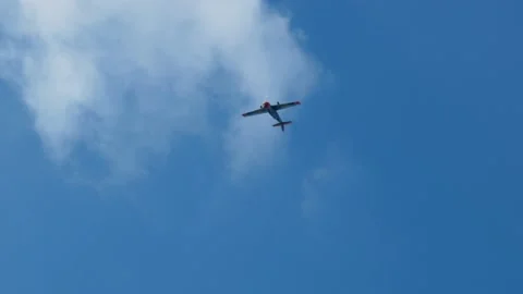 Aviafest. Propeller-driven piston aircraft plane flies performs aerobatic Stock Footage 169856311