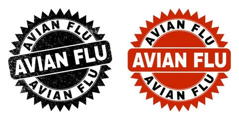 AVIAN FLU Black Rosette Stamp Seal with Unclean Texture Stock Illustration
