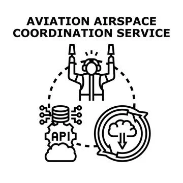 Aviation airspace coordination service operations concept Stock Illustration