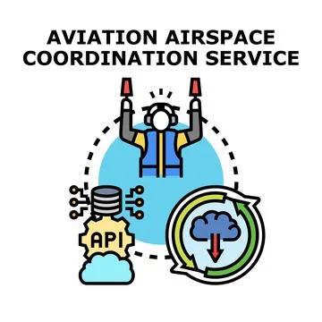 Aviation airspace coordination service operations concept Stock Illustration