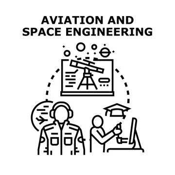 Aviation and space engineering studying and career path Illustrazione stock