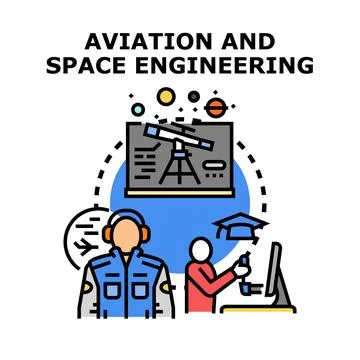 Aviation and space engineering studying and career path Stock Illustration