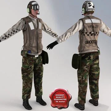 3D US Army Black Soldier Uniform T-Pose | 3D Molier International