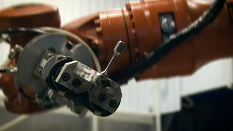 Aviation building in Perm. Automatic mechanism with clip for small parts Stock Footage 108340300
