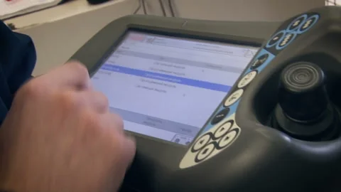 Aviation building in Perm. Control panel for equipment at the factory Video stock 108339998