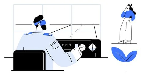 Aviation control, communication, navigation, teamwork, responsibility, flight Illustration