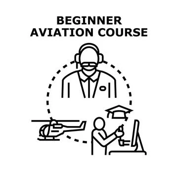 Aviation course for beginners learning pilot profession Stock Illustration