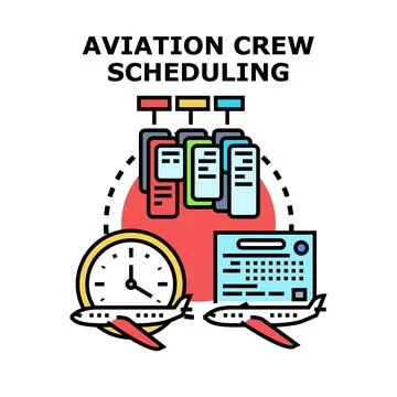 Aviation crew scheduling and flight management concept Stock-Illustration