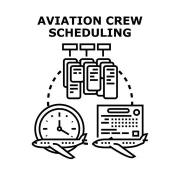 Aviation crew scheduling and flight management concept Stock Illustration