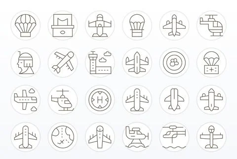 Aviation Digital Vector Pack containing 24 Pixel Optimized Thin Line 128x12.. イラスト素材
