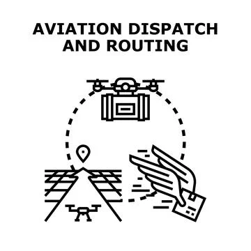 Aviation dispatch delivering package with route logistics Stock Illustration