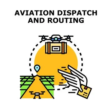 Aviation dispatch delivering package with route logistics Stock Illustration