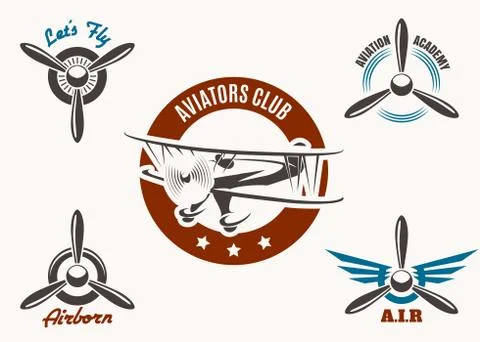 Aviation Emblem Set Stock Illustration