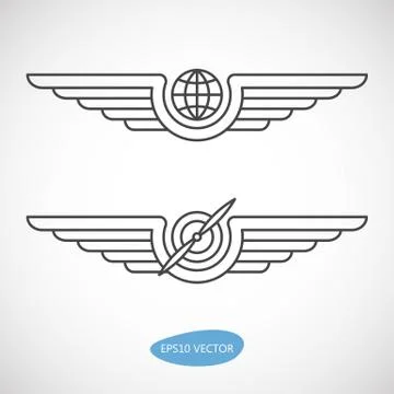 Aviation emblems, badges and logo patches Stock Illustration